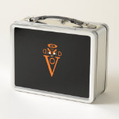 Oranje Letter Gezicht Metaal Lunchbox (Achterkant)