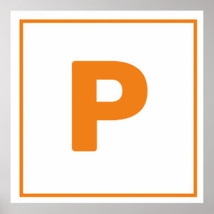 Oranje letter P Poster