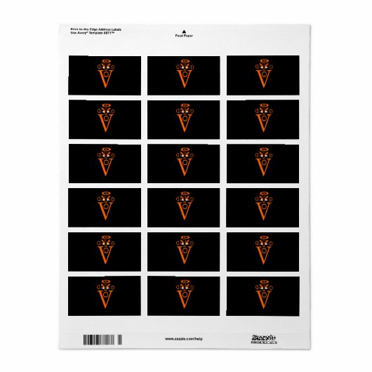 Oranje lettergreppels etiket (Full Sheet)