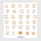Oranje letters | Monogram Alfabet Stickers (Vel)