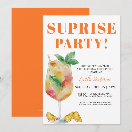 Oranje Leuke Drink Verrassing 50e Verjaardag Kaart (Voorkant / Achterkant)