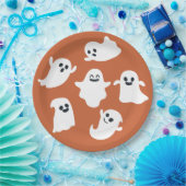 Oranje Leuke Ghost Halloween Herfst Baby shower Papieren Bordje (Feest)