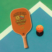 Oranje leuke quote retro monogram pickleball paddle
