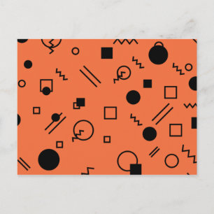 Oranje, leuke, trendy, geometrische Memphis-afbeel Briefkaart
