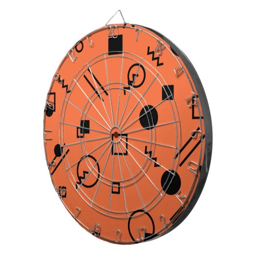Oranje, leuke, trendy, geometrische Memphis-afbeel Dartbord (Voorkant Rechts)