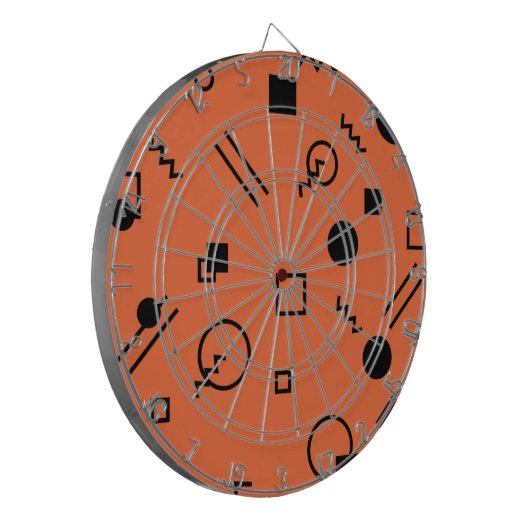 Oranje, leuke, trendy, geometrische Memphis-afbeel Dartbord (Voorkant Links)