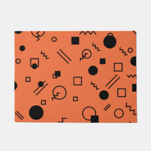 Oranje, leuke, trendy, geometrische Memphis-afbeel Deurmat