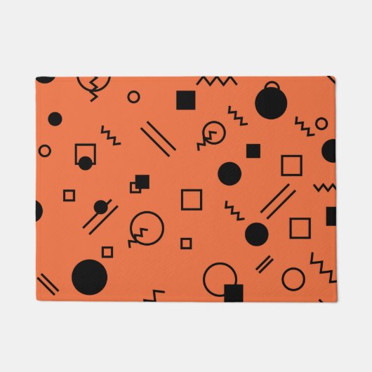 Oranje, leuke, trendy, geometrische Memphis-afbeel Deurmat (Voorkant)