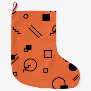 Oranje, leuke, trendy, geometrische Memphis-afbeel Grote Kerstsok