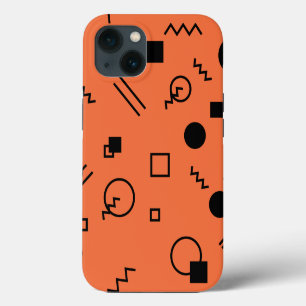 Oranje, leuke, trendy, geometrische Memphis-afbeel iPhone 13 Hoesje
