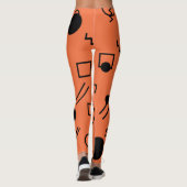 Oranje, leuke, trendy, geometrische Memphis-afbeel Leggings (Achterkant)
