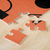 Oranje, leuke, trendy, geometrische Memphis-afbeel Legpuzzel (Zijkant)