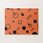 Oranje, leuke, trendy, geometrische Memphis-afbeel Legpuzzel (Horizontaal)