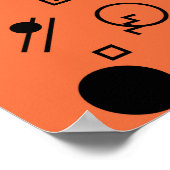 Oranje, leuke, trendy, geometrische Memphis-afbeel Poster (Hoek)