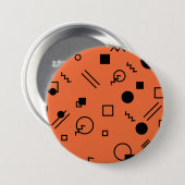Oranje, leuke, trendy, geometrische Memphis-afbeel Ronde Button 7,6 Cm (Voorkant /achterkant)