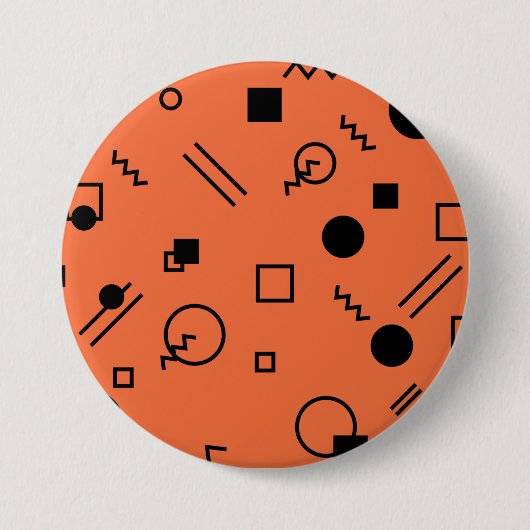 Oranje, leuke, trendy, geometrische Memphis-afbeel Ronde Button 7,6 Cm (Voorkant)