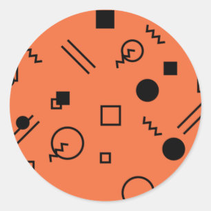 Oranje, leuke, trendy, geometrische Memphis-afbeel Ronde Sticker