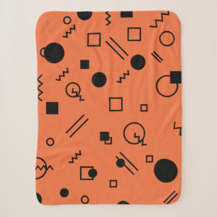 Oranje, leuke, trendy, geometrische Memphis-afbeel Sherpa Deken