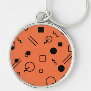 Oranje, leuke, trendy, geometrische Memphis-afbeel Sleutelhanger