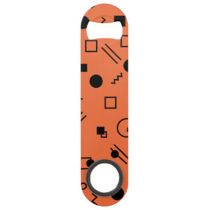 Oranje, leuke, trendy, geometrische Memphis-afbeel Speed Flessenopener