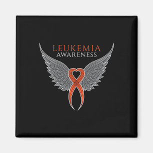Oranje Leukemie Awareness Lint met Angel Wings Magneet