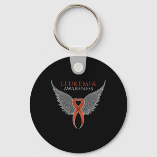 Oranje Leukemie Awareness Lint met Angel Wings Sleutelhanger