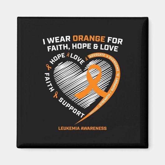Oranje Leukemie Bewustzijn Geloof Hoop Liefde Chri Magneet (Voorkant)