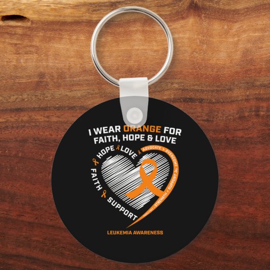 Oranje Leukemie Bewustzijn Geloof Hoop Liefde Chri Sleutelhanger (Voorkant)