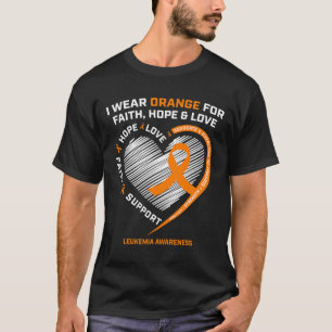 Oranje Leukemie Bewustzijn Geloof Hoop Liefde Chri T-shirt