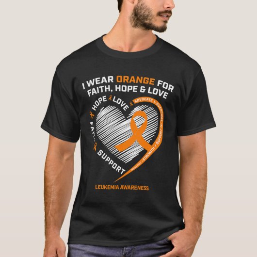 Oranje Leukemie Bewustzijn Geloof Hoop Liefde Chri T-shirt (Voorkant)