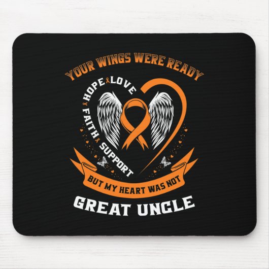 Oranje Leukemie Bewustzijn Great Uncle Your Wings  Muismat (Voorkant)