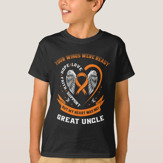 Oranje Leukemie Bewustzijn Great Uncle Your Wings T-shirt (Voorkant)