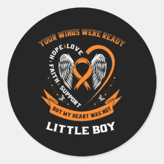 Oranje Leukemie Bewustzijn Kleine Jongen Kind Kan Ronde Sticker