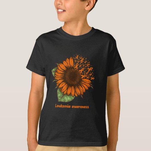 oranje leukemie bewustzijn zonnebloem cadeau krijg t-shirt (Voorkant)