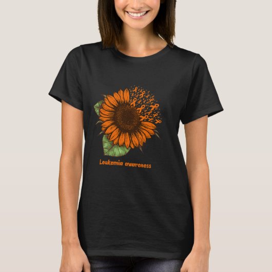 Oranje Leukemie Bewustzijn Zonnebloem Gift Warrior T-shirt (Voorkant)