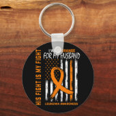 Oranje Leukemie Kankerbewustzijn Man Amerikaans Sleutelhanger (Voorkant)