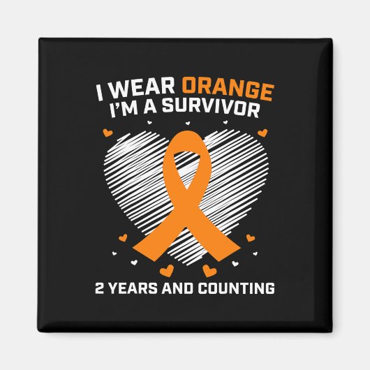 Oranje leukemie overlevende geschenken 2 jaar kank magneet (Voorkant)