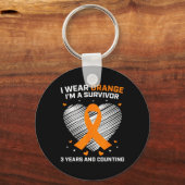 Oranje Leukemie Overlevende Gifts 3 Jaar Kankervri Sleutelhanger (Voorkant)