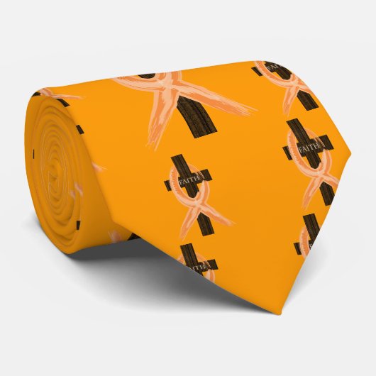 Oranje leukemie Survivor's kruis van het geloof Stropdas (Opgerold)