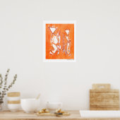 Oranje Levendig Pop Kunst Abstract Schilderij van Poster (Keuken)
