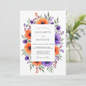 Oranje Levendige Botanische Bruiloft Kaart (Staand voorkant)