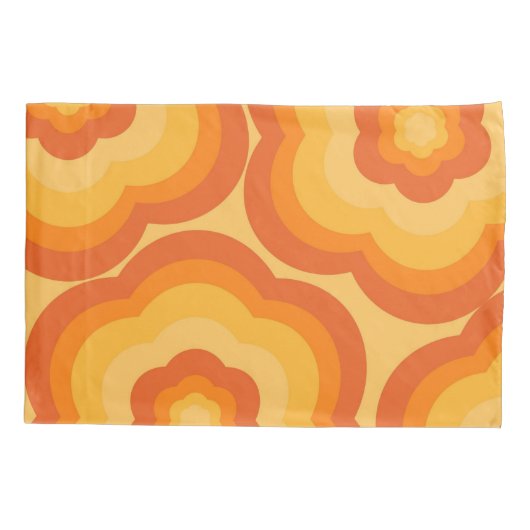 Oranje levendige Y2K Wildflower Bold Retro Spring Kussensloop (Achterkant)