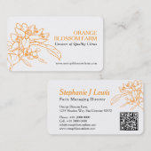 Oranje leveranciers van plant van bloesems boerder visitekaartje (Voorkant / Achterkant)