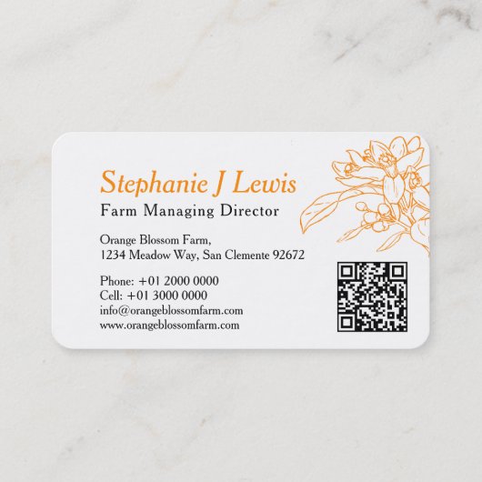 Oranje leveranciers van plant van bloesems boerder visitekaartje (Achterkant)
