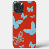 oranje lichtblauw monoboogvlinders Case-Mate iPhone case (Achterkant)