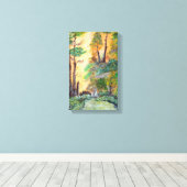 Oranje lichtbos op canva canvas afdruk (Insitu (Houten vloer))