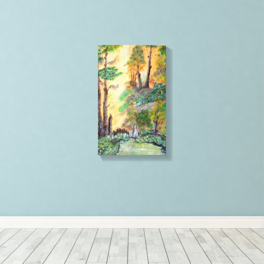 Oranje lichtbos op canva canvas afdruk (Insitu (Houten vloer))