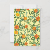 Oranje Lichtgele Pioen Roos Bruiloft Opslagdatum Kaart (Achterkant)