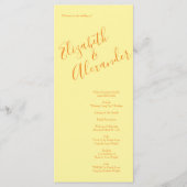 Oranje lichtgele pony- en Roos-weddenschapsprogram Menu (Voorkant)