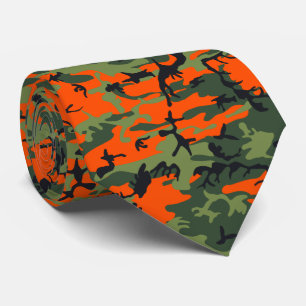 Oranje, Lichtgroen, Donkergroen, Zwart Camouflage Stropdas